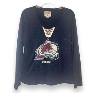 CCM Women's Official Vintage Apparel Colorado Avalanche Lace-Up Sweatshirt XL‎